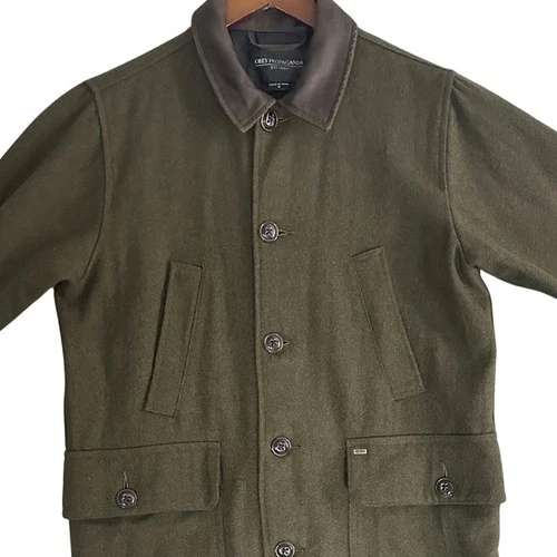 Obey Propaganda Wool Blend Field Jacket Mens Medium Olive Green Utility Coat image 3