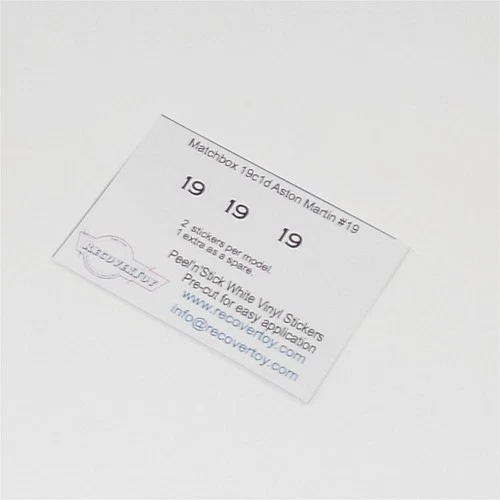 Matchbox Lesney 19c Aston Martin Racing Car #19 Sticker Set