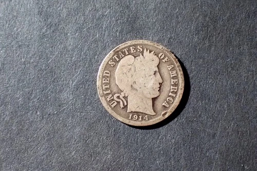 A Lot of one  silver Barber dimes dated  1914D Good Cond set RGR 513