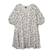 Universal Thread White Floral V-neck Short Sleeve Dress Slightly Above Knee XL