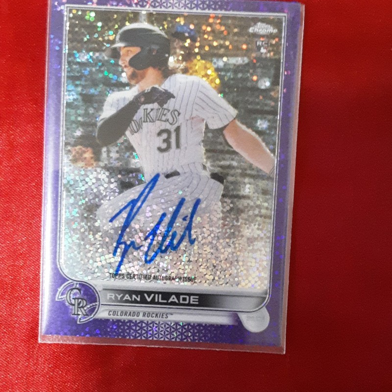 Topps 2022 Chrome Rookie Auto Ryan Vilade Purple Speckle /299 Rockies