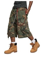 WDIRARA Men's Camo Cargo Denim Shorts Baggy Jorts Ripped Wide 28, Army Green