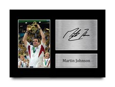 Martin Johnson Signed England Rugby Pre Printed Autograph Photo Memorabilia