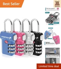 TSA Approved Luggage Locks: 4-Pack Durable Combination Padlocks for Travel