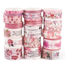 20 Rolls Washi Tape Set Colored Masking Tape Spring Flower Letter Retro Decor...
