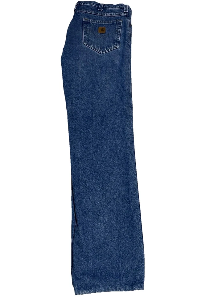Pantalones de mezclilla para hombre Carhartt azules 32x32 forrados térmicos calce relajado clima frío Foto 4 de 4