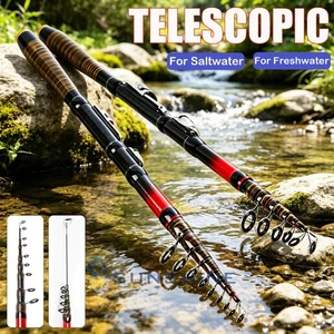 Carbon Fiber Retractable Sea Pole Fishing Casting Rod Telescopic Rainbow Ring