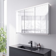 Spiegelschrank VARO 100 / 120cm Breite wählbar 3 Türen LED Waschtischbeleuchtung