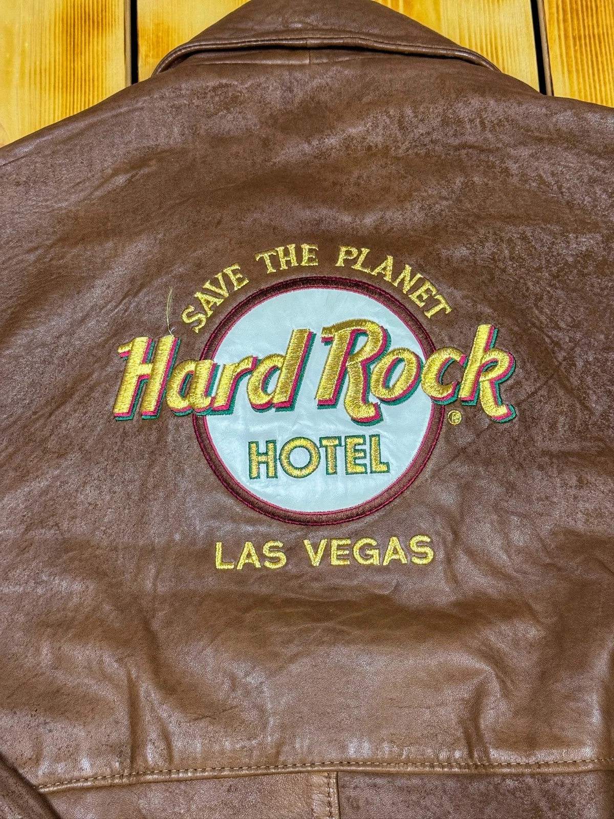 Vintage 90s Hard Rock Hotel Las Vegas Leather Bomber Jacket - product detail image 12