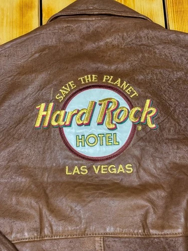 Vintage 90s Hard Rock Hotel Las Vegas Leather Bomber Jacket image 12