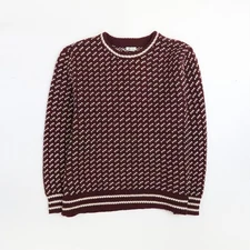 L.L. Bean Wool Crewneck Sweater Size Large Bird's Eye Red