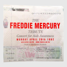 Queen Freddie Mercury Tribute Concert Ticket Stub 1992 Wembley Stadium UK - EX+