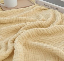 100 Organic Cotton Throw Blanket, 90"x90" Queen Muslin Blankets for Adults, ...