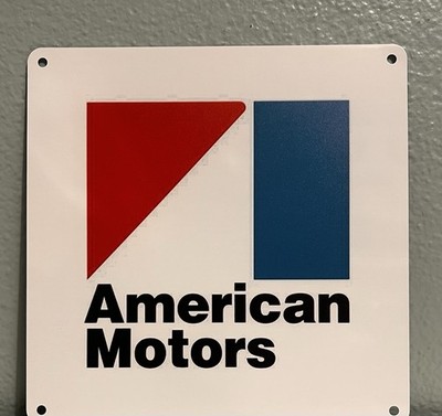 AMERICAN MOTORS SIGN 8X8'' ALUMINUM AMC CAR COMPANY GARAGE MANCAVE ART
