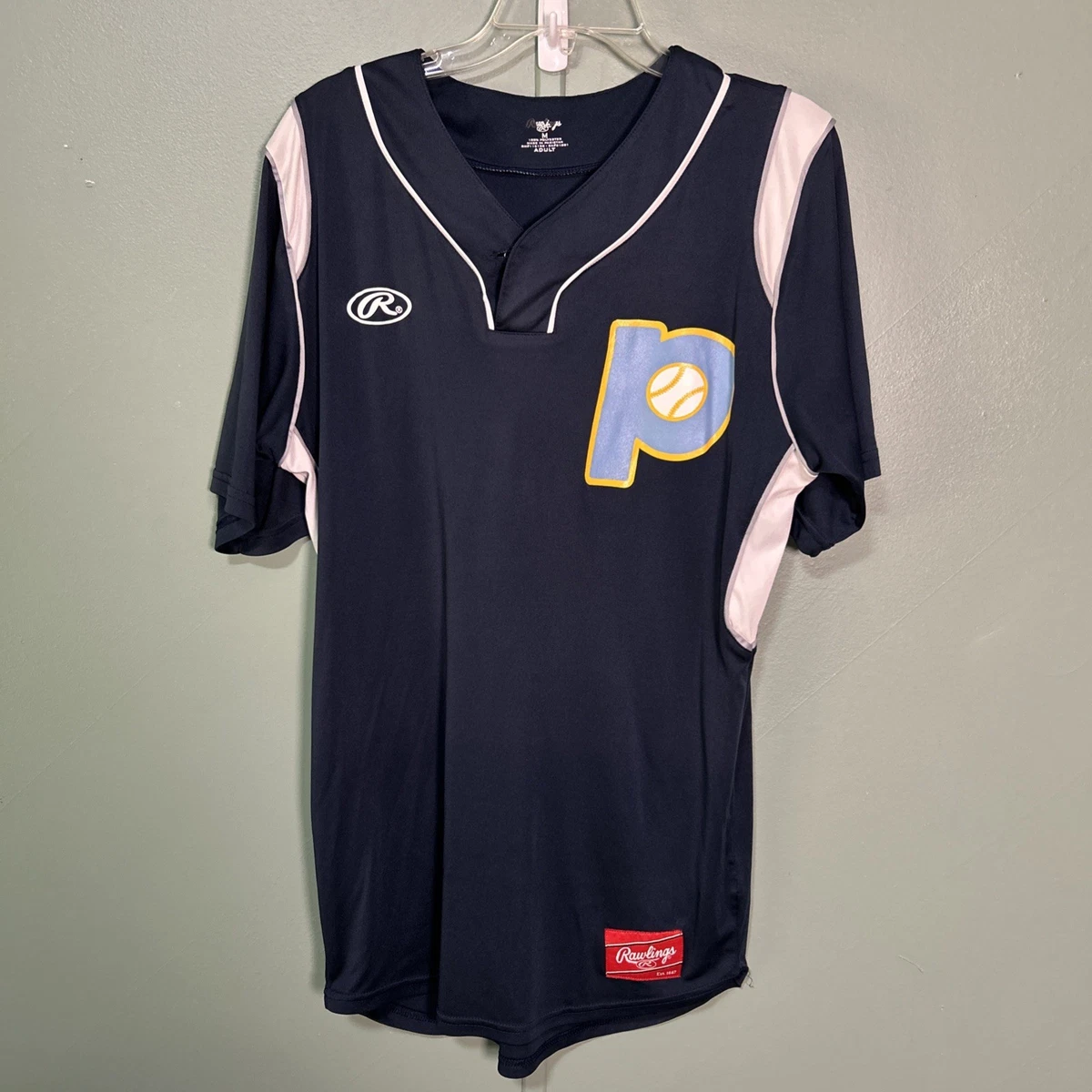 Rawlings T- Shirt à Manches 3/4 Chemise, Graphite/Bleu Marine