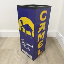 Vintage Camel Ashtray Tall Standing Metal Trash Can W Tray Advertising Display