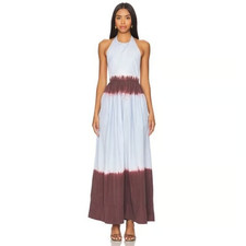 A.L.C. Blair Dip Dye Sky Blue & Brown Halter Neck Fudge Maxi Dress Size 12 FLAW