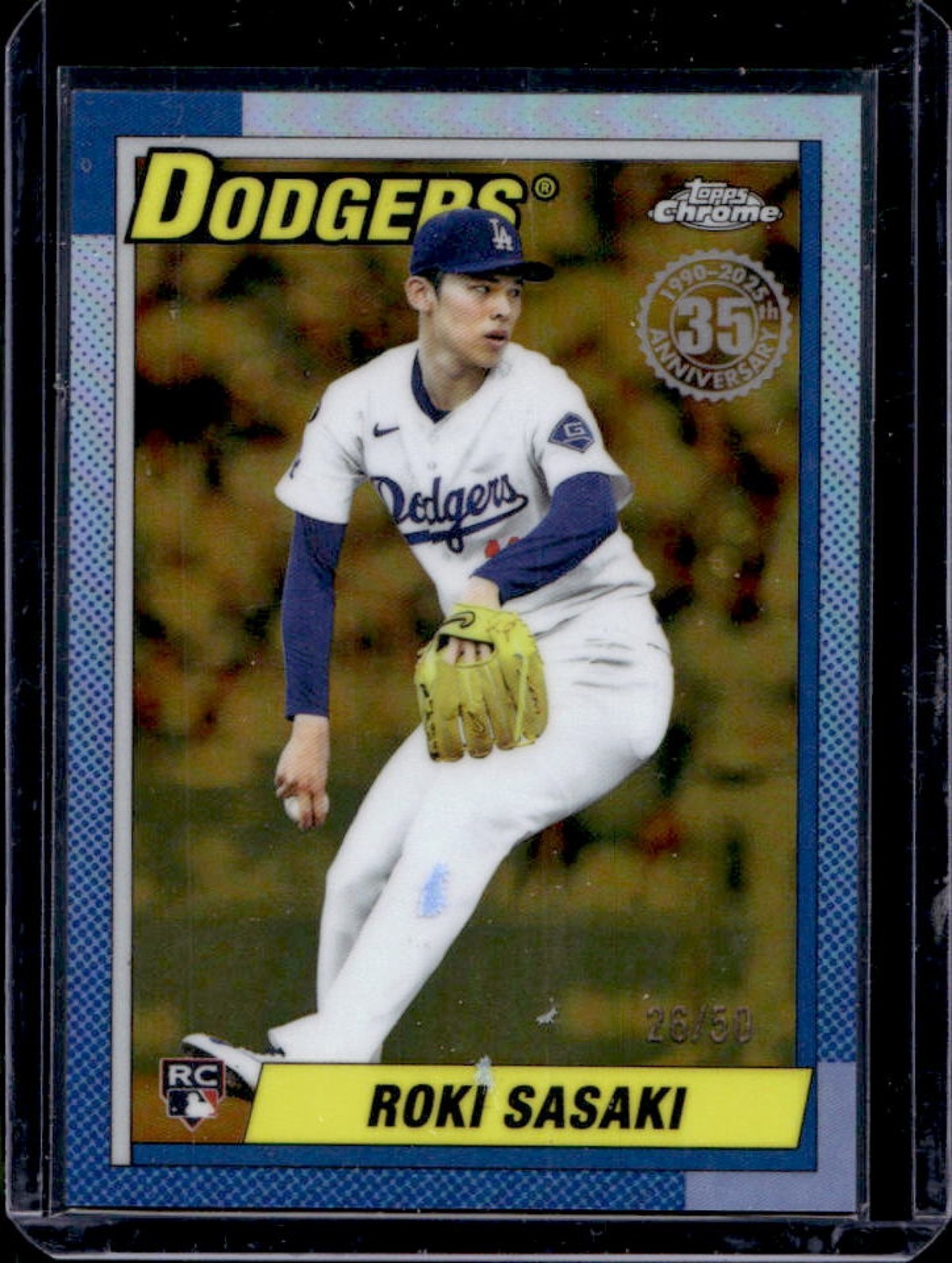 2025 Topps Chrome Update Roki Sasaki 1990 RC Gold Refractor #/50 Dodgers