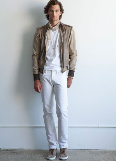 Veste En Cuir Simon Spurr - Taille L, Couleur Beige, Fabriquée En Italie