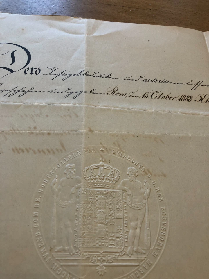 Beförderungsurkunde zum Portepee-Fähnrich,  wohl Rom 1888 - Bild 3 von 3