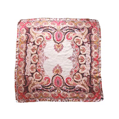 Hallhuber Retro Silk Scarf 46''x46'' Square Shawl Wrap Sarong Floral