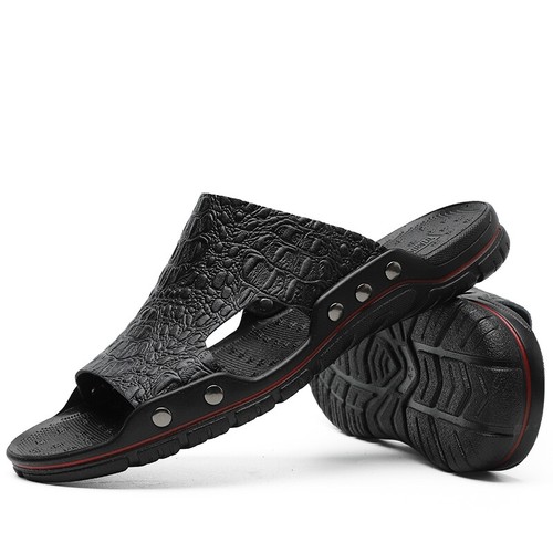 Neu Herren Sommer PU Leder Freizeit Sandalen Strand Schuhe Anti-Rutsch Flache Hausschuhe - Bild 15 von 45