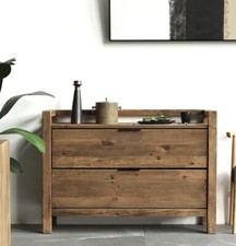 SPECIAL RETRO RUSTIC LOW WOODEN STAND ALONE SHELVING DISPLAY UNIT