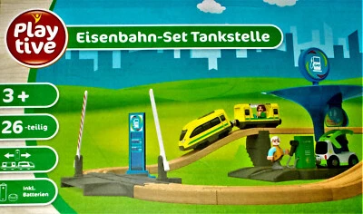 Playtive Eisenbahn Set Tankstelle 26 tlg. Kreativität Fantasie Feinmotorik NEU