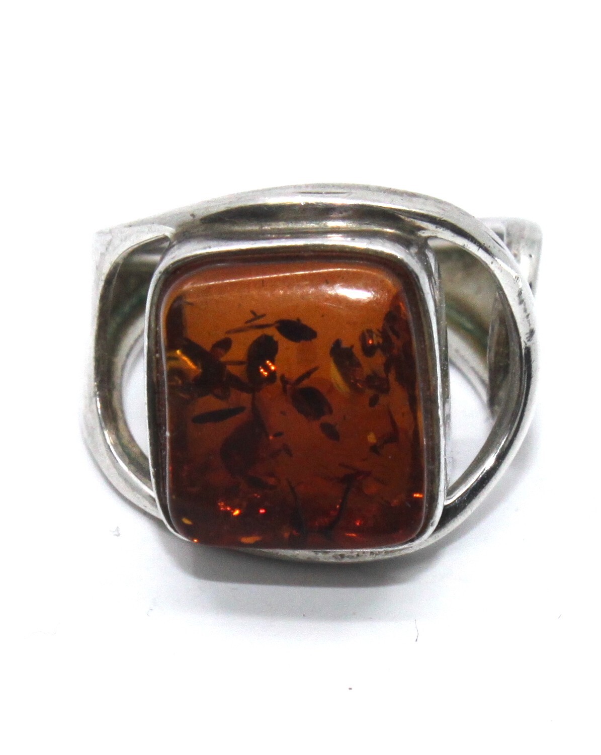 Amber Square Statement Ring in Sterling Silver Sz… - image 6
