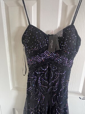 Vintage Aftershock London Black Embellished Evening Dress Size M | eBay UK