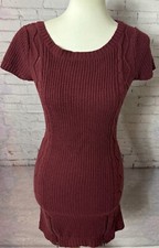 Moral Fiber Womens Sweater Dress Size Medium Red Zip Detail Cable Knit
