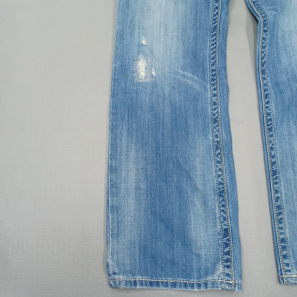 Rock Revival Jeans Men 36x34 Jimi Fleur-de-lis Distressed Straight Blue Stitched - Image 2 of 4