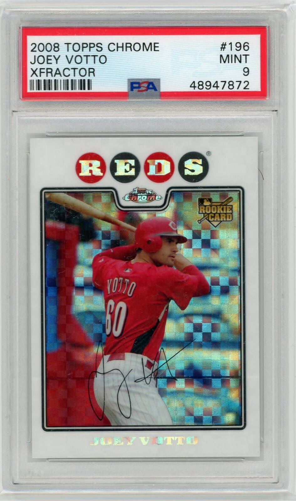 2008 Topps Chrome #196 Joey Votto Rookie Xfractor PSA 9