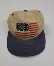 Vintage 90s Budweiser Bud American Flag Embroidered Hat Vtg Beer Promo USA Made