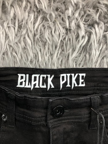 Black Pike Shorts Mens Size 32 Mid Rise Dark Wash Black Yellow - Picture 7 of 10