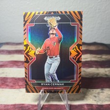 2022 Prizm Draft Picks Baseball Base Tiger Stripes #PDP71 Ryan Cermak /99