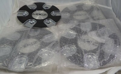 Moz Wheels Black/Chrome Custom Wheel Center Cap Caps Set 4 # 2001-20 NEW!