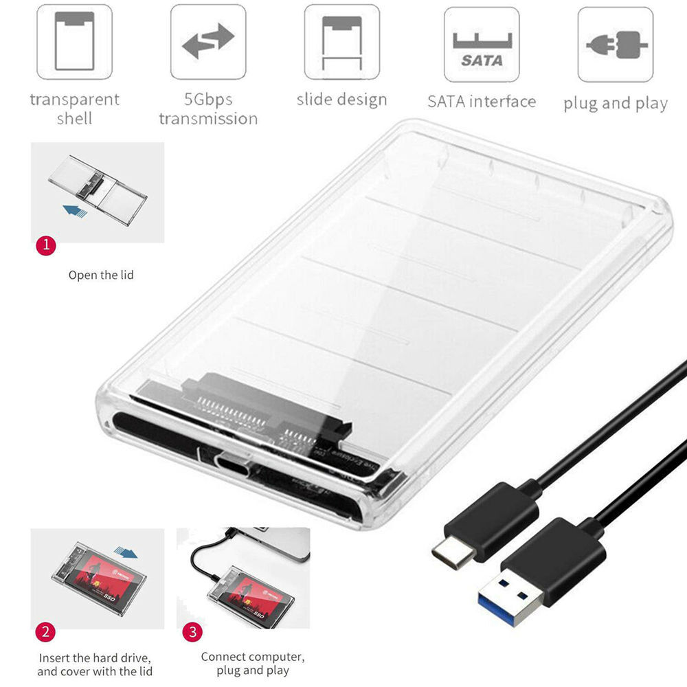 SATA Type-c USB HDD Hard Drive External Enclosure SSD