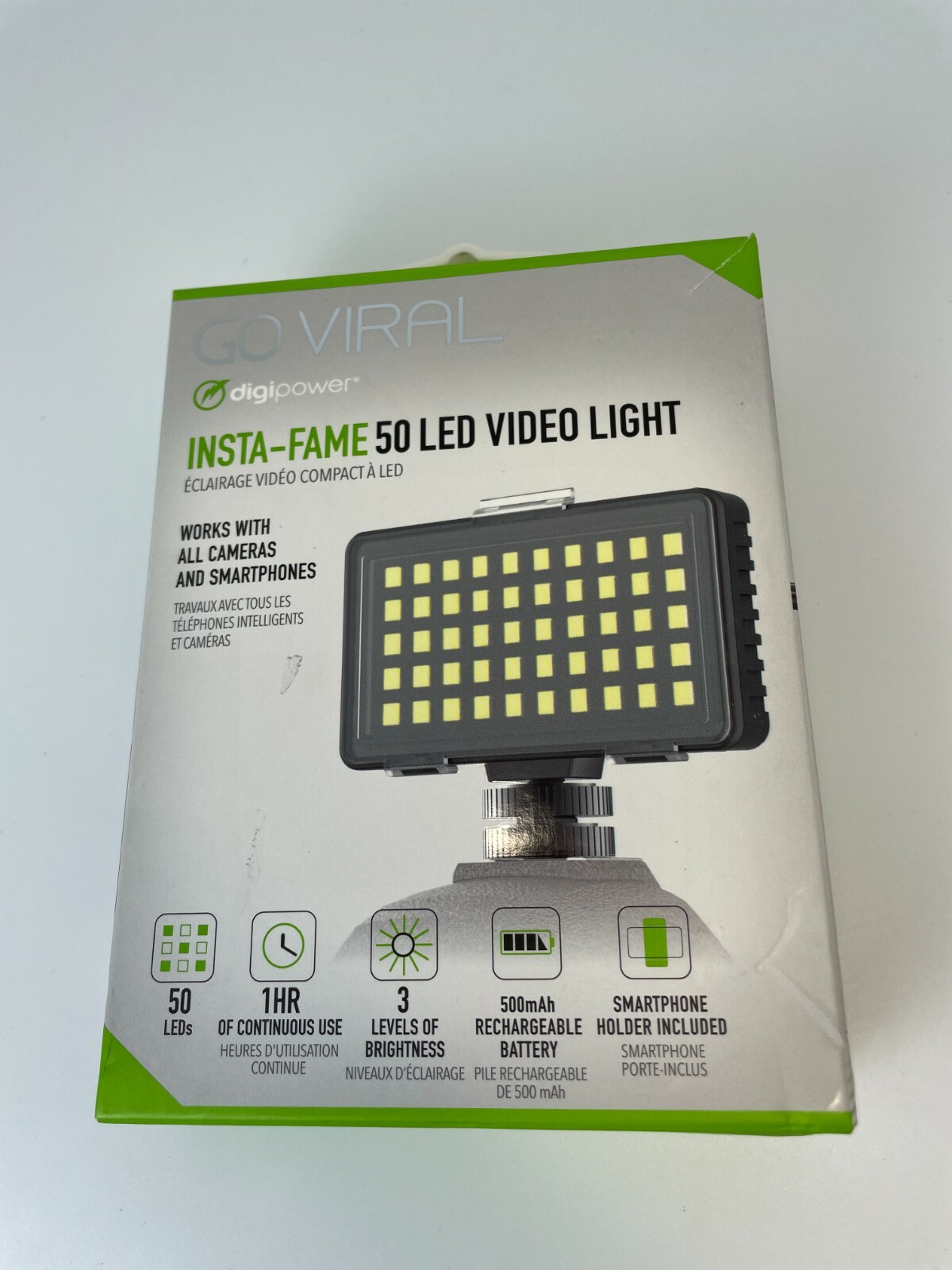 Digipower Insta-Fame Dimmable 50 LED Super Bright Video Light for Smartphone 