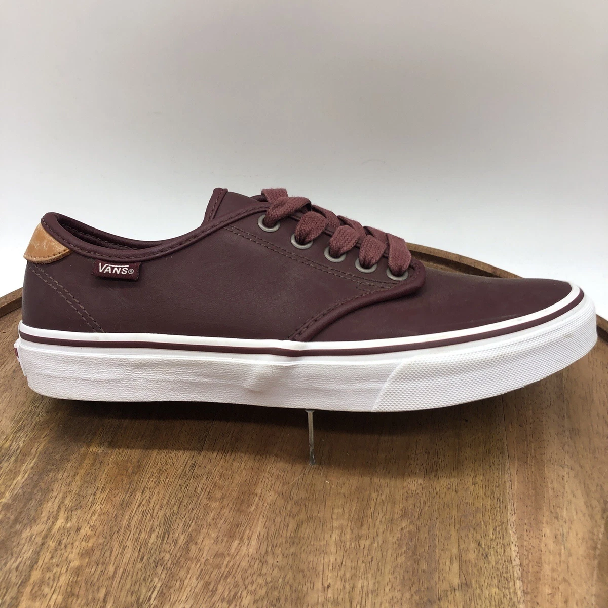 Burgundy leather cheap vans