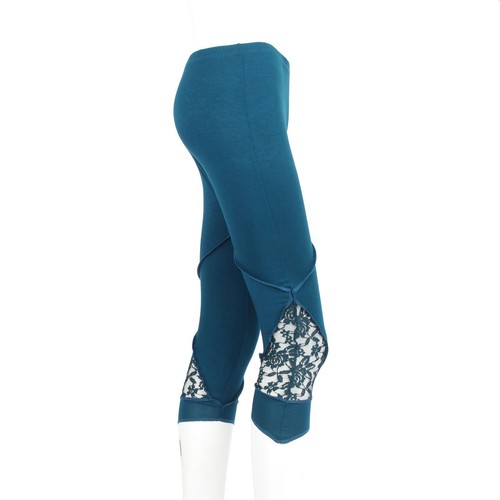 Leggings 3/4 Capri con pizzo petrol taglia unica jersey - Foto 3 di 7