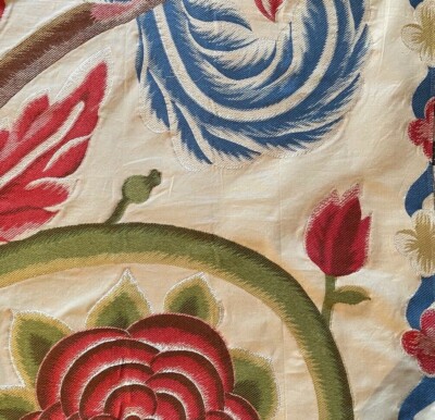 RUBELLI Sempione Floral Cream Red Blue Green Woven Italy Remnant New
