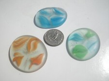 Sea Glass, Set of Orange Blue and Green Swirls Look Like Marbles