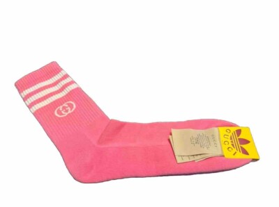 Gucci x Adidas GG Logo Socks Pink White Size L NWT Authentic | eBay