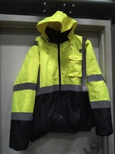 Hi Vis Reflective Coat Quilt Lined Water Resistant Protective Industrial