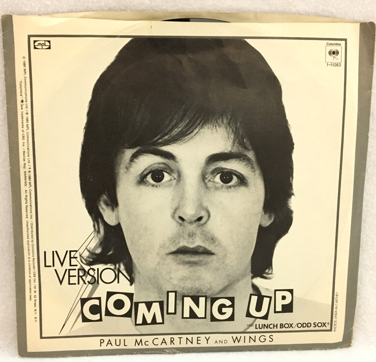 Paul McCartney Coming Up Live Lunch Box Coming Up Vinyl 45 RPM