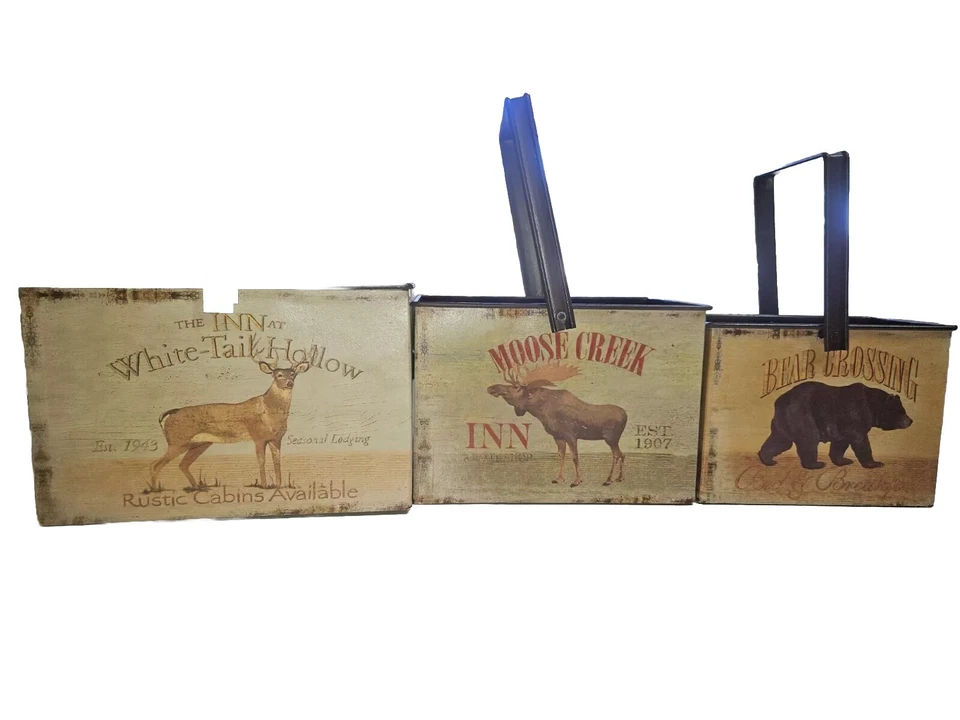 Nesting Tin Boxes Featuring Bear, Deer And Moose Country Core  - Image 2 of 4
