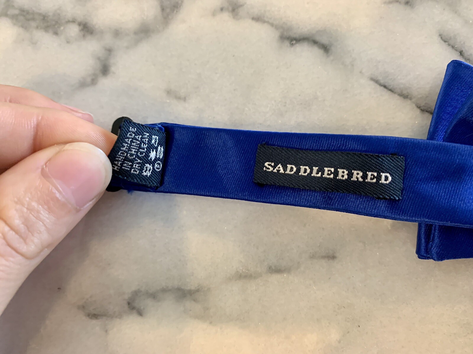 Saddlebred Handmade Solid Blue Adjustable Pretied… - image 4