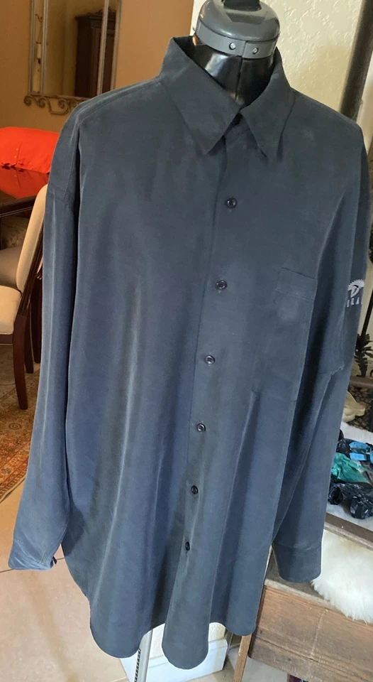 Camisa de Vestir Ashworth Abotonada Manga Larga De Colección Bordada DORAL Gris Hombres L Foto 2 de 4