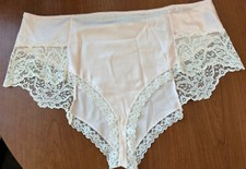 Cadaz Ivory Satin Lace High Waist Briefs Vintage-Style Pin-Up Lingerie